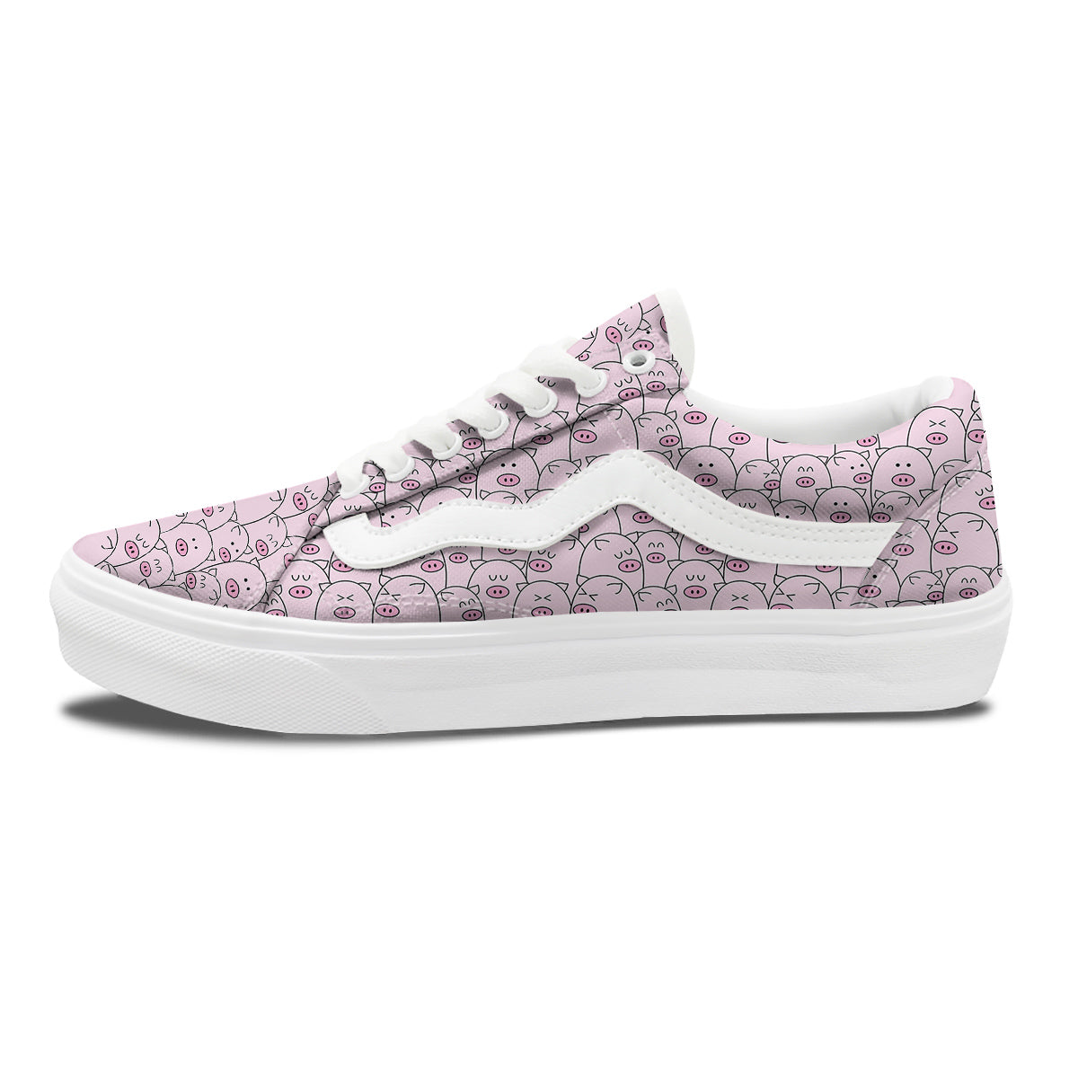 Pig Cute Pink Print Pattern Skate Shoes-grizzshop