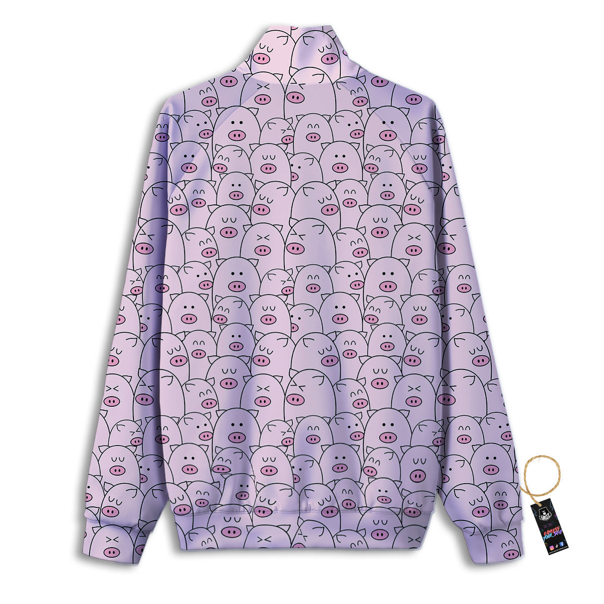 Pig Cute Pink Print Pattern Track Jacket-grizzshop