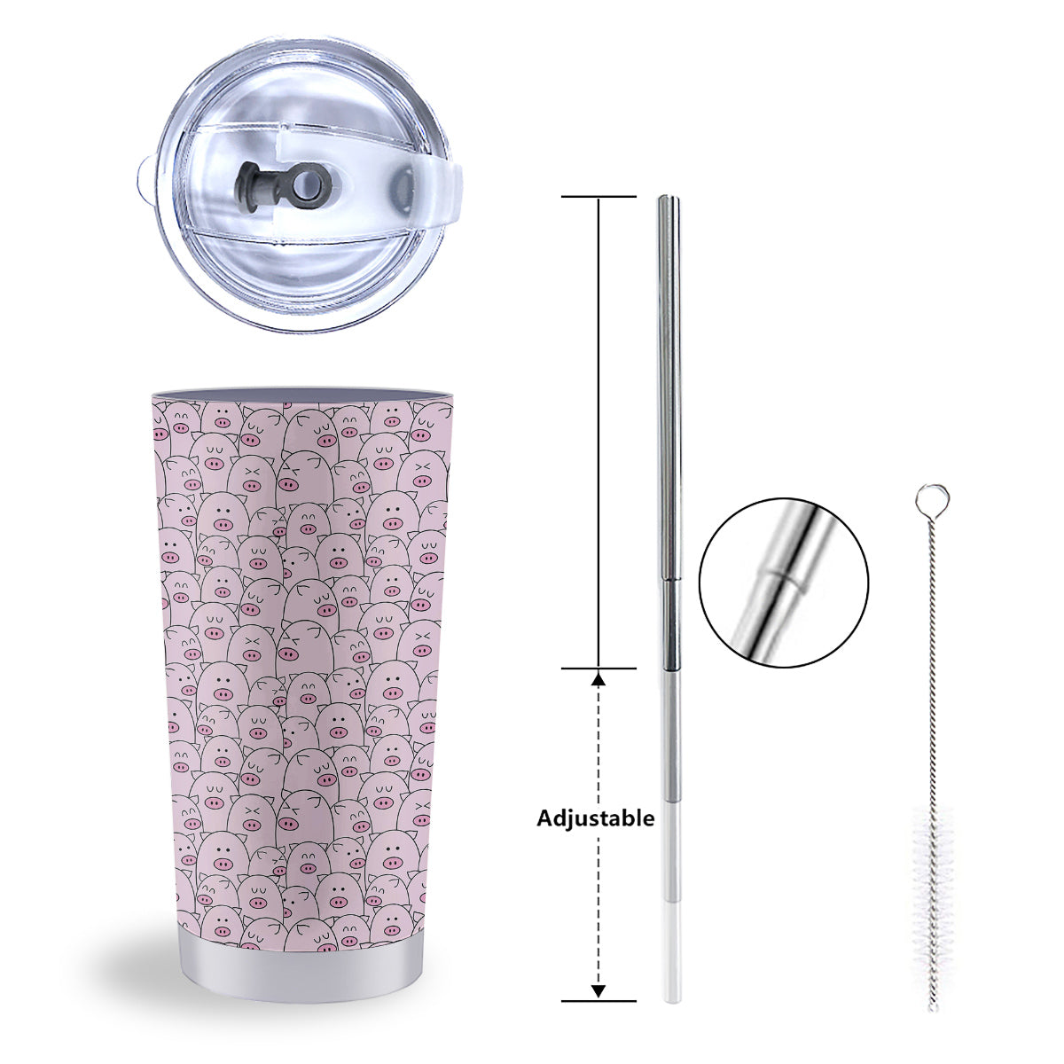 Pig Cute Pink Print Pattern Tumbler-grizzshop