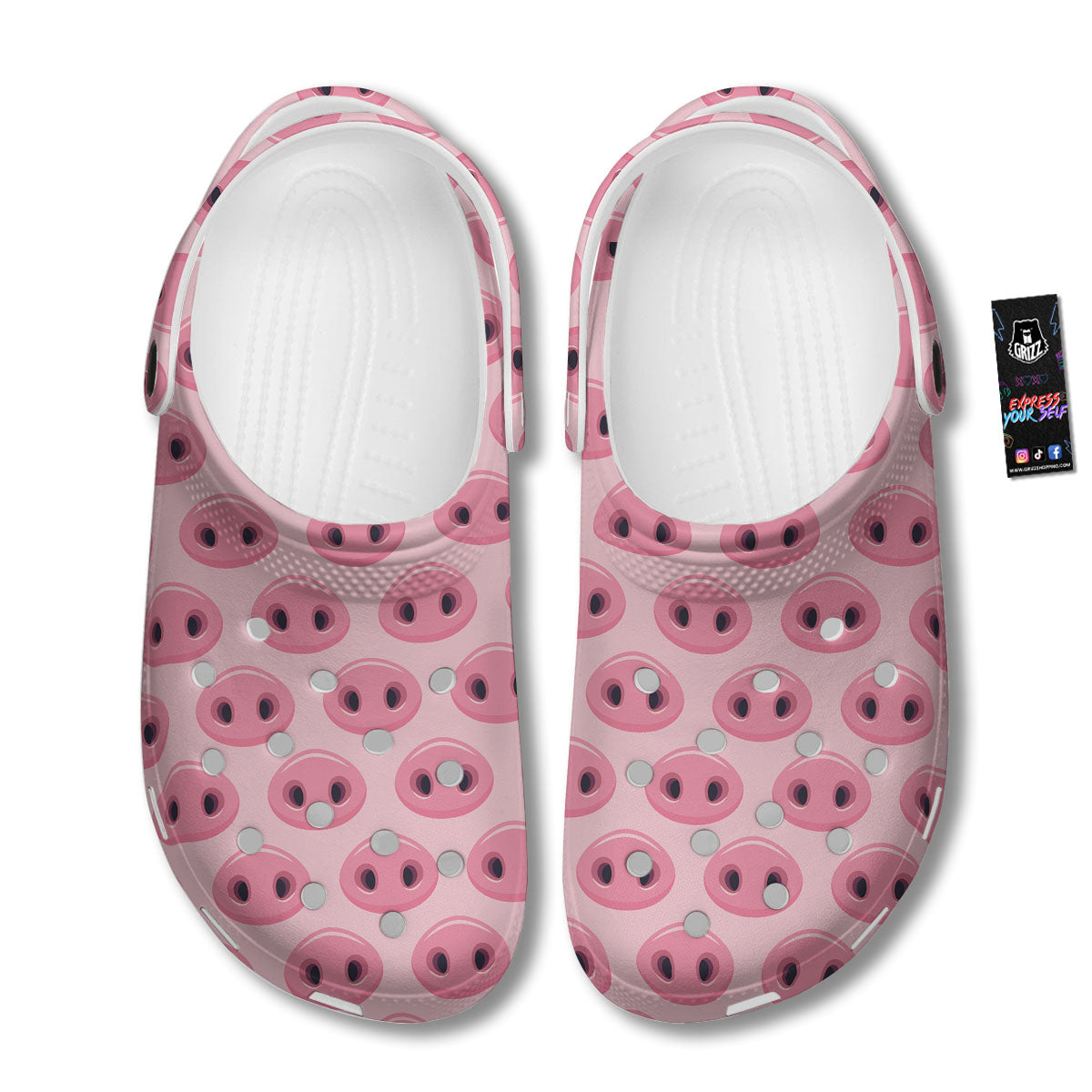Pig Nose Pink Print Pattern Clog-grizzshop