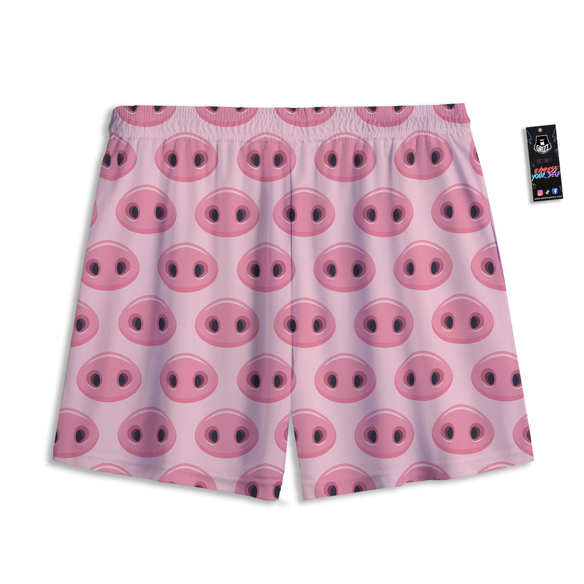 Pig Nose Pink Print Pattern Mesh Shorts