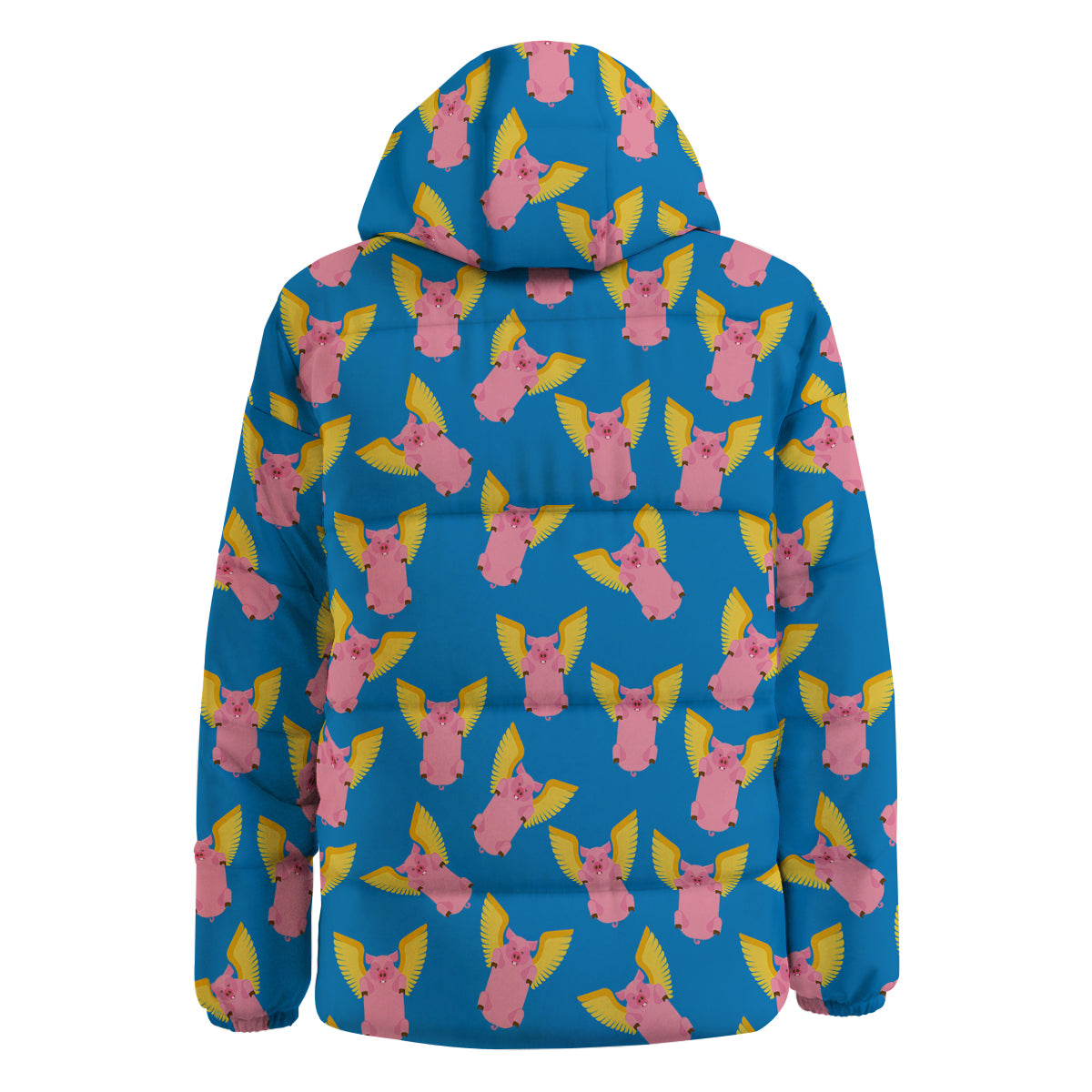 Pig Pink Vintage Print Pattern Down Jacket-grizzshop