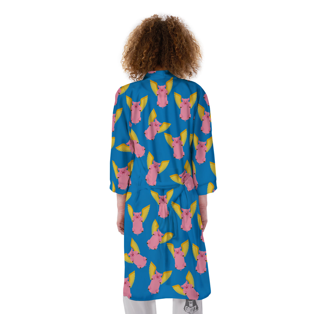 Pig Pink Vintage Print Pattern Kimono-grizzshop