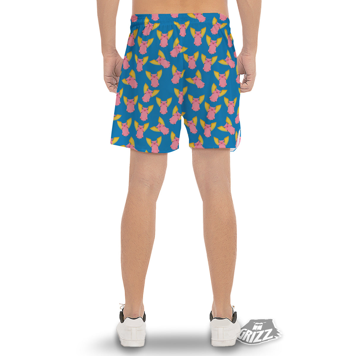 Pig Pink Vintage Print Pattern Men's Gym Shorts-grizzshop