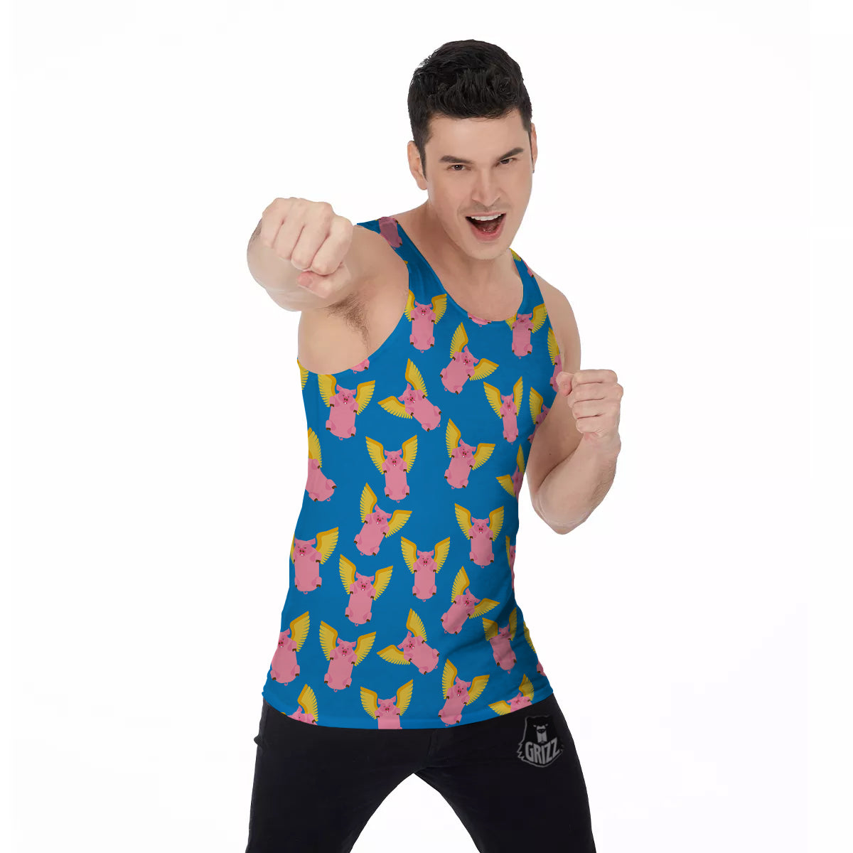 Pig Pink Vintage Print Pattern Men's Tank Top-grizzshop