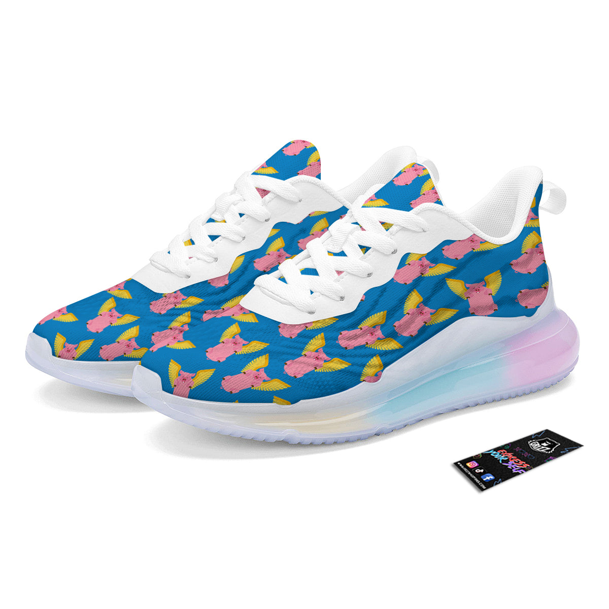 Pig Pink Vintage Print Pattern Running Sneakers-grizzshop