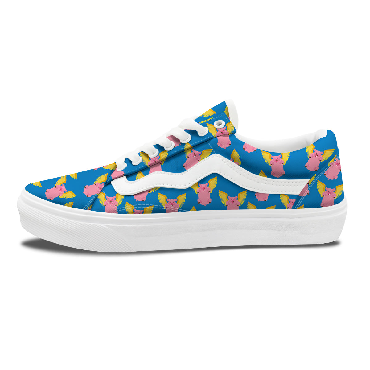 Pig Pink Vintage Print Pattern Skate Shoes-grizzshop