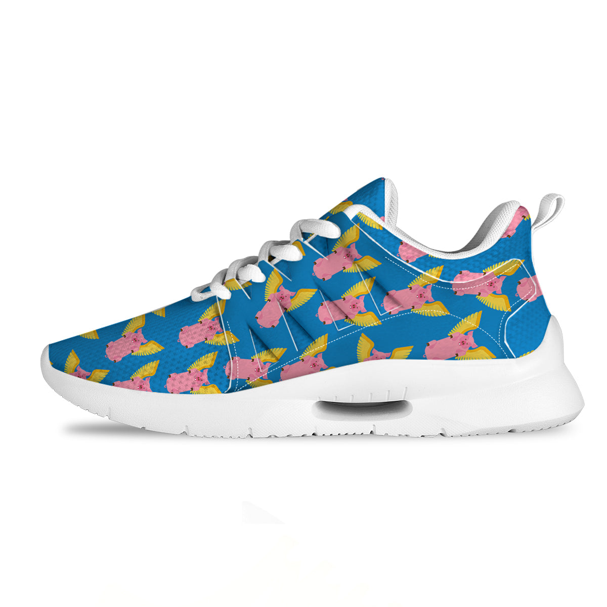 Pig Pink Vintage Print Pattern Tennis Shoes-grizzshop