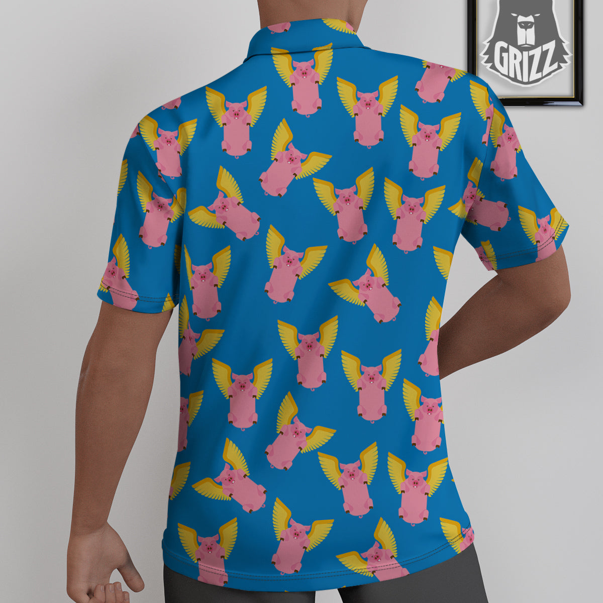 Pig Pink Vintage Print Pattern Untucked Shirts-grizzshop