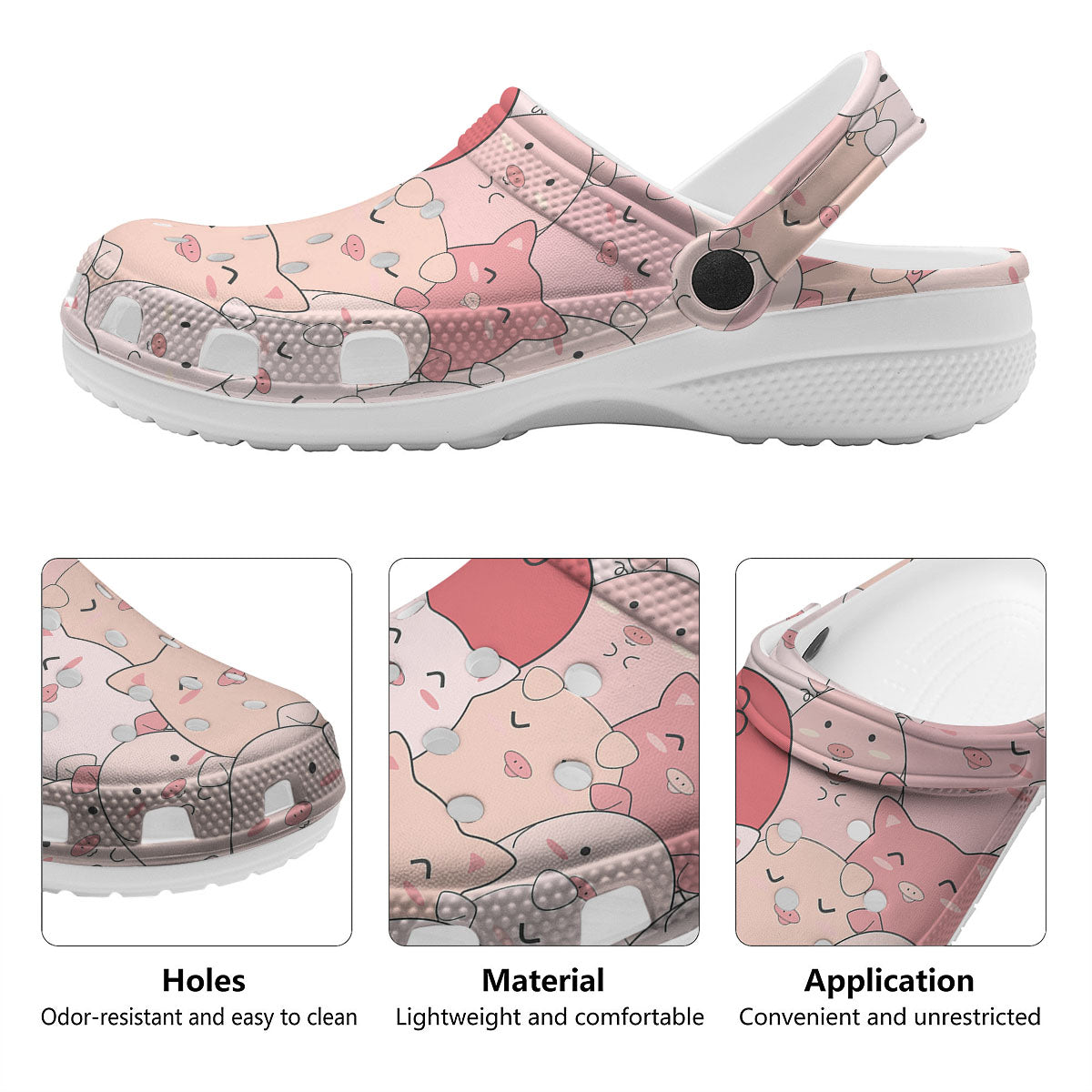 Pig Tail Pink Print Clog-grizzshop