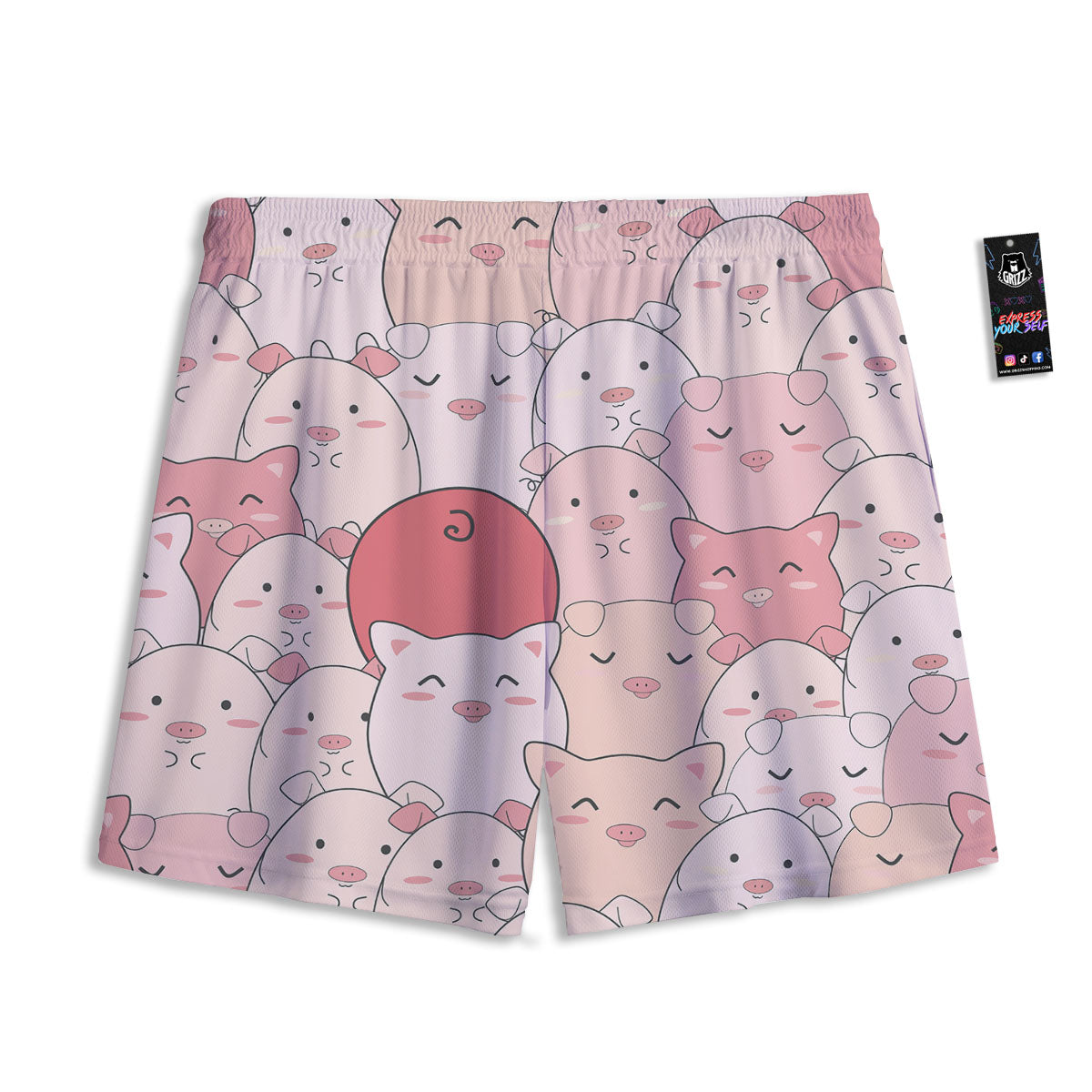 Pig Tail Pink Print Mesh Shorts
