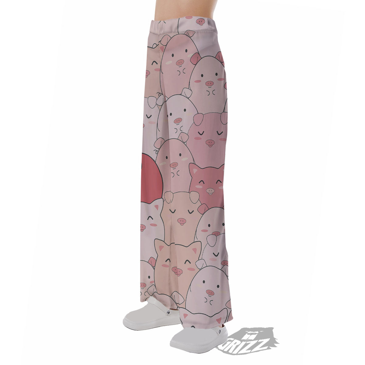 Pig Tail Pink Print Pajama Pants-grizzshop