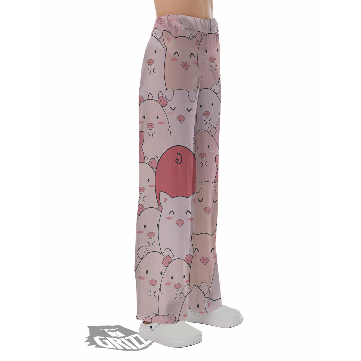 Pig Tail Pink Print Pajama Pants-grizzshop