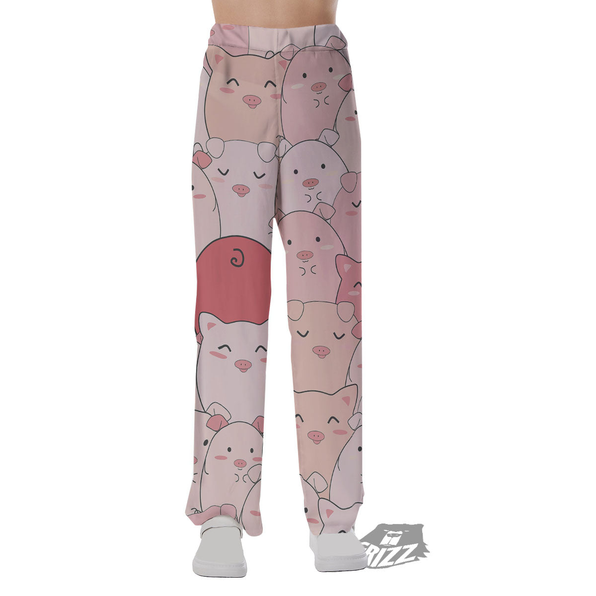 Pig Tail Pink Print Pajama Pants-grizzshop