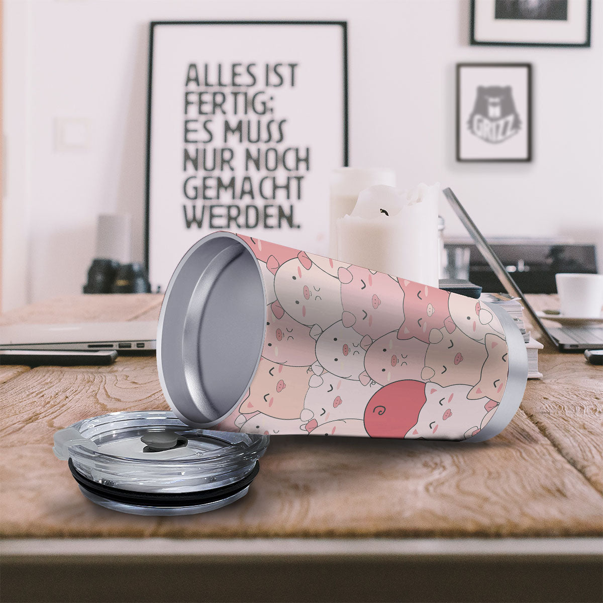 Pig Tail Pink Print Tumbler-grizzshop