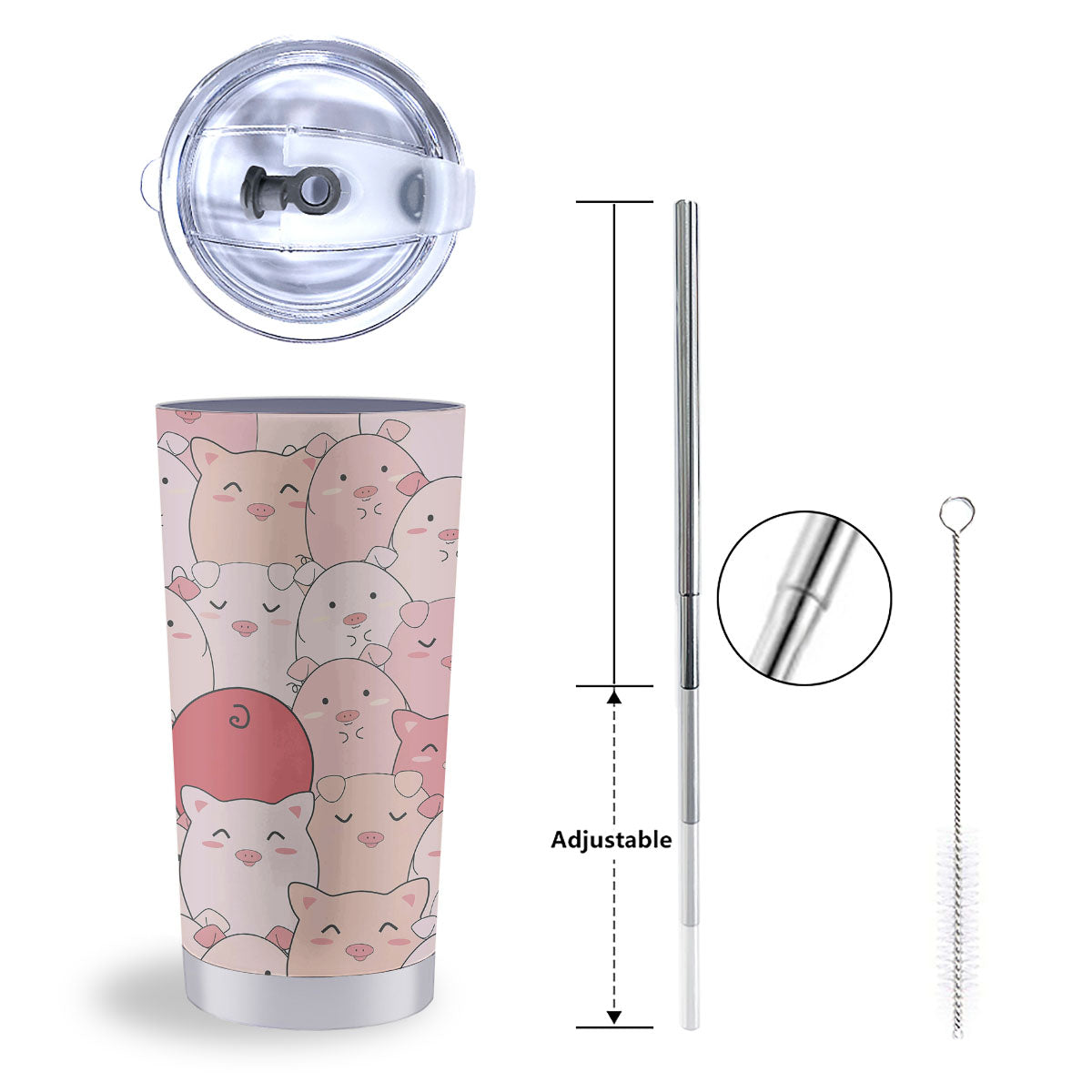 Pig Tail Pink Print Tumbler-grizzshop