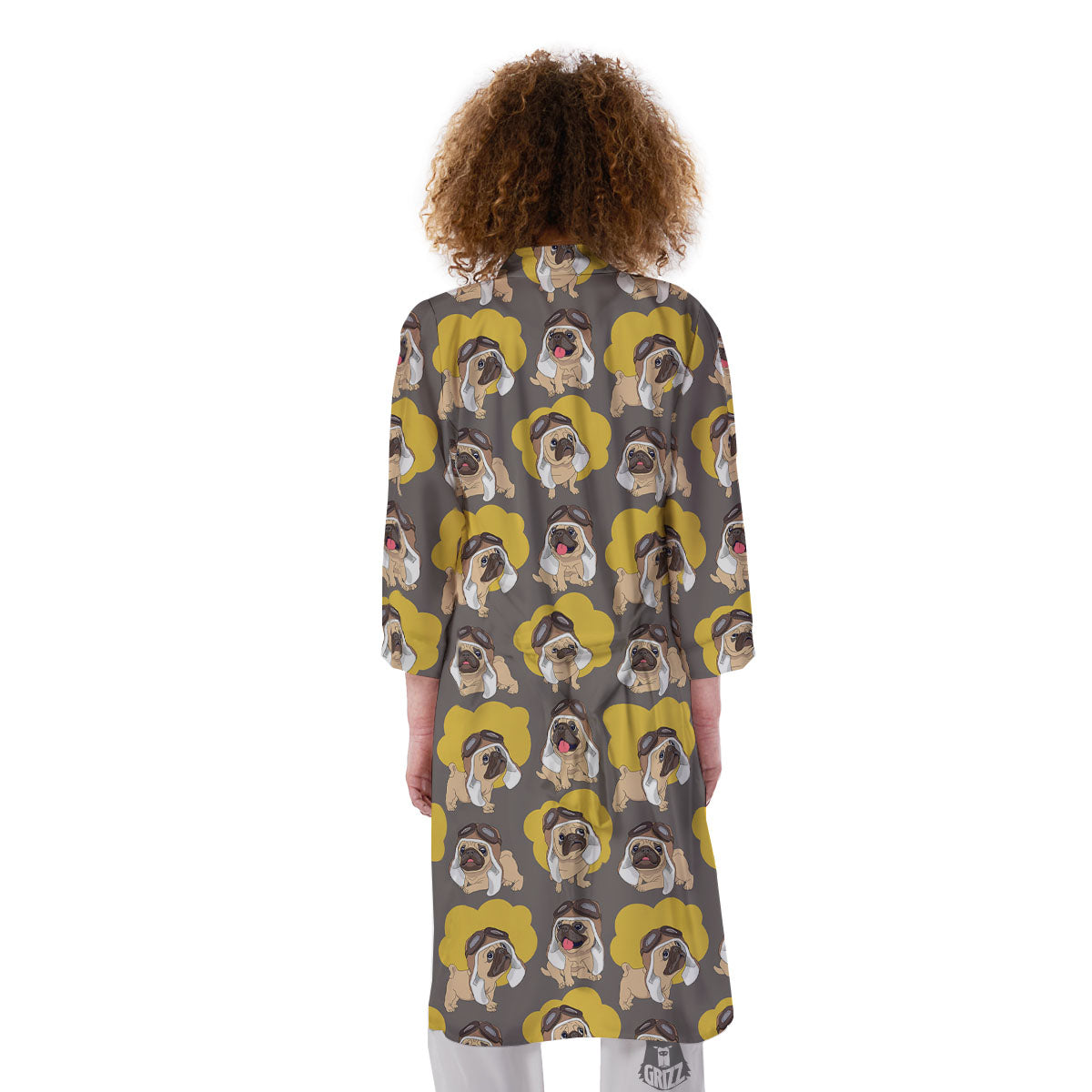 Pilot Pug Print Pattern Kimono-grizzshop