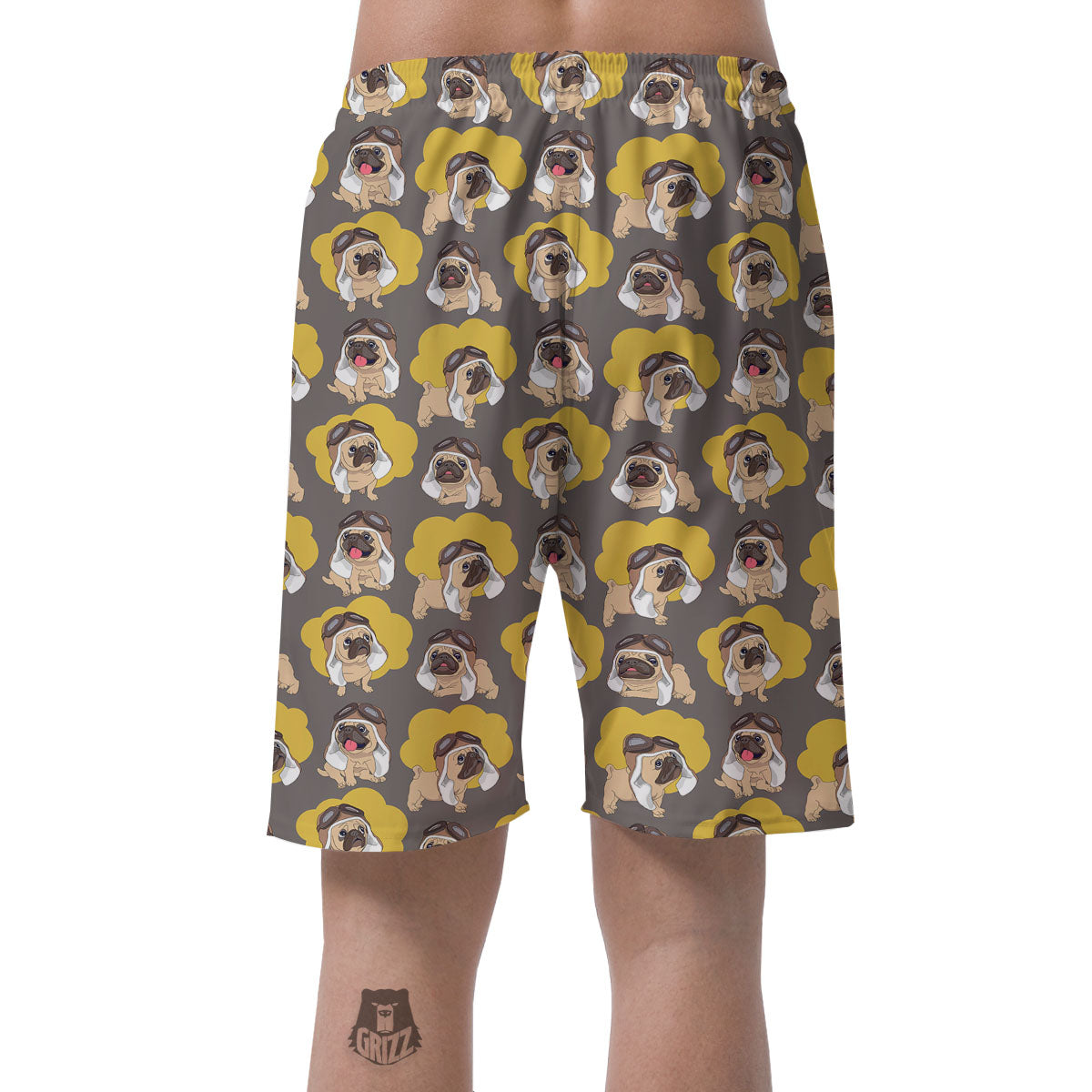 Pilot Pug Print Pattern Men's Shorts-grizzshop