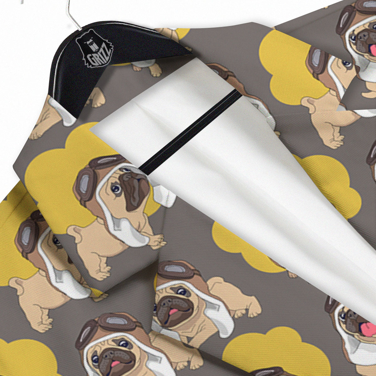 Pilot Pug Print Pattern Men's Sport Coat-grizzshop
