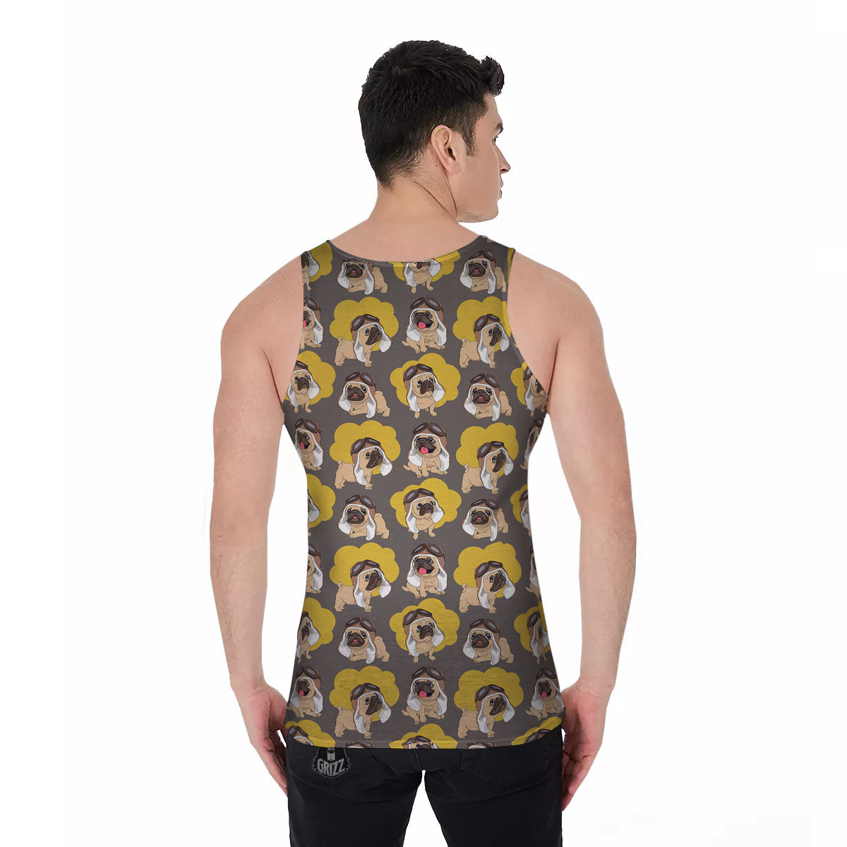 Pilot Pug Print Pattern Men's Tank Top-grizzshop