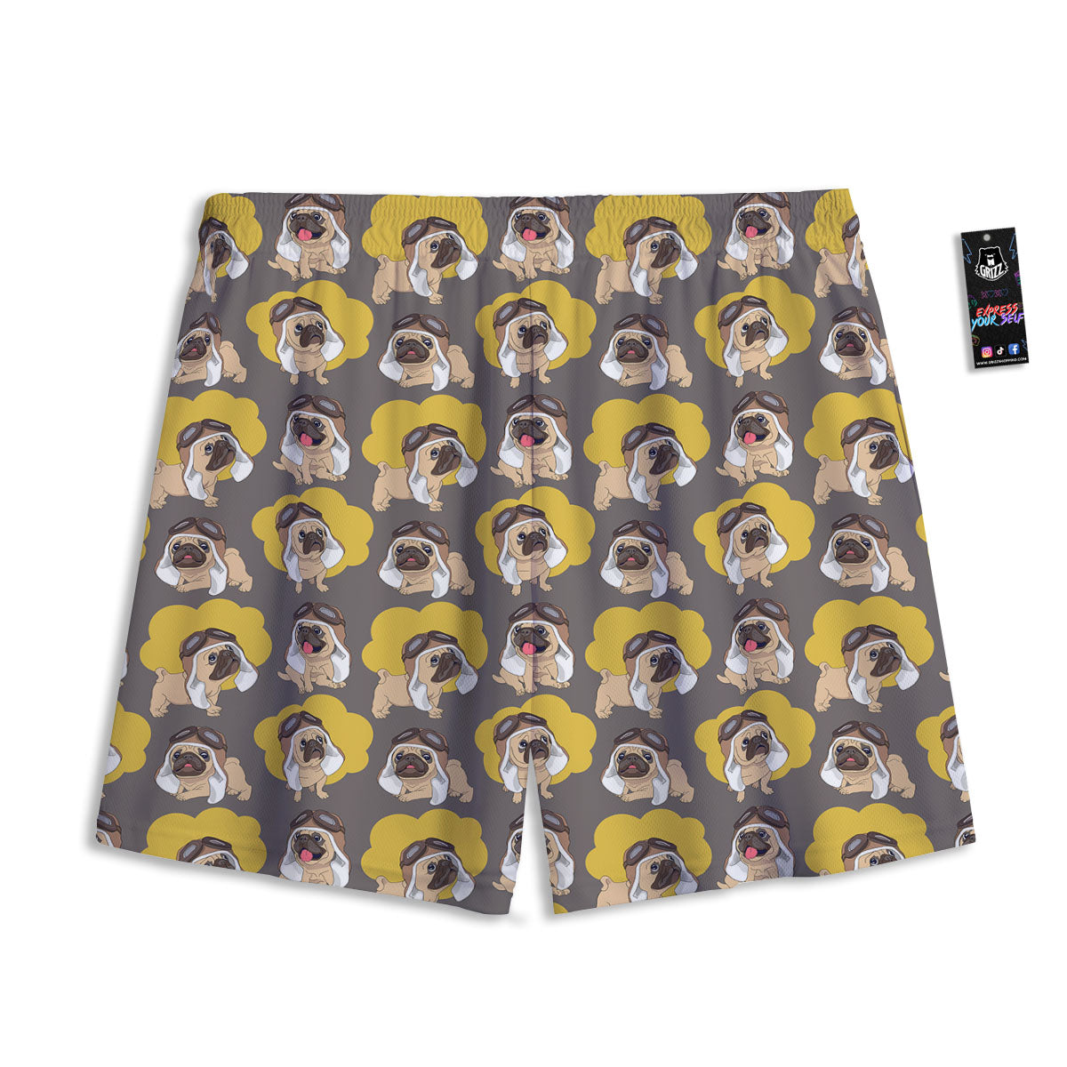 Pilot Pug Print Pattern Mesh Shorts