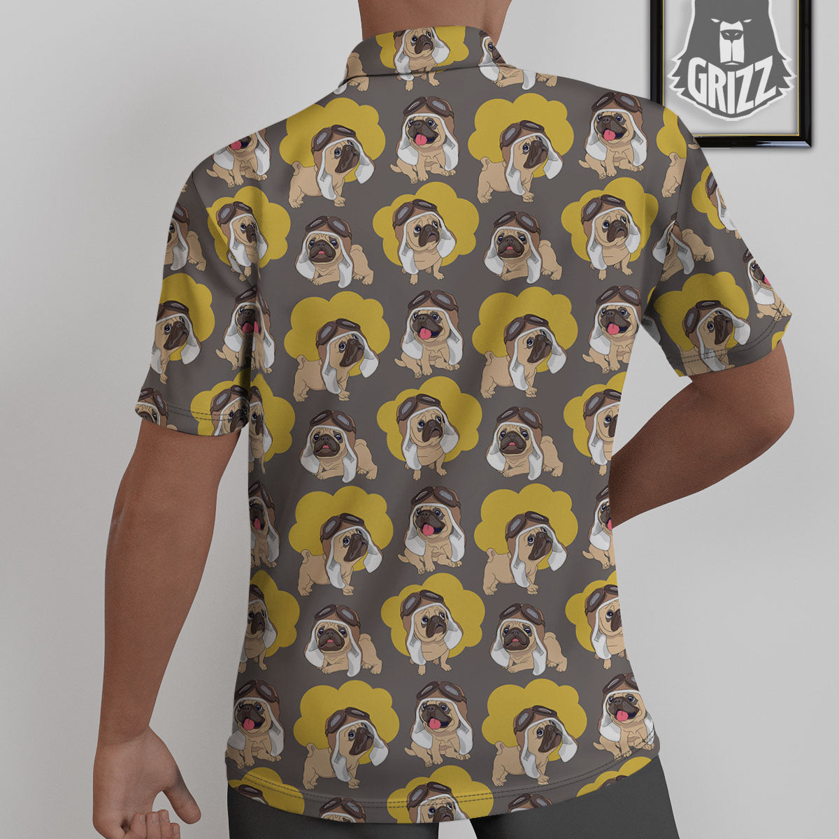 Pilot Pug Print Pattern Untucked Shirts-grizzshop