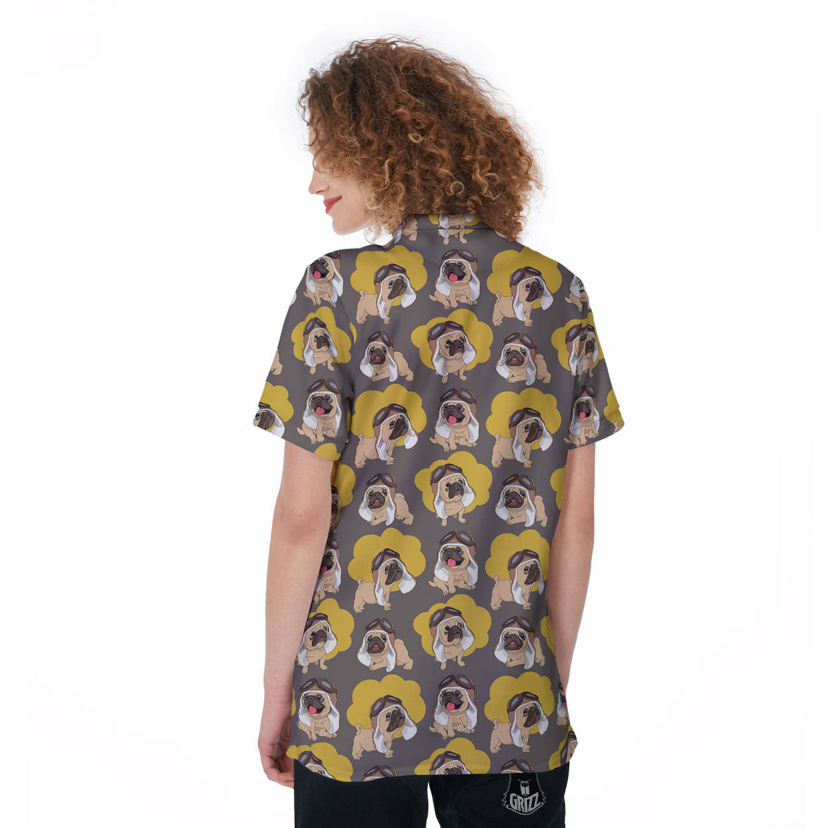 Pilot Pug Print Pattern Women's Golf Shirts-grizzshop