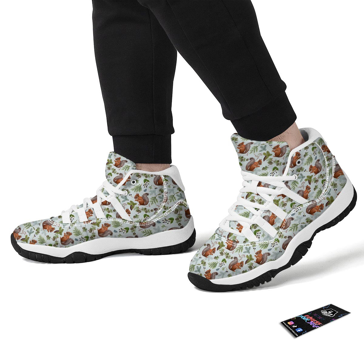 Pine Cone Squirrel White Bball Shoes-grizzshop