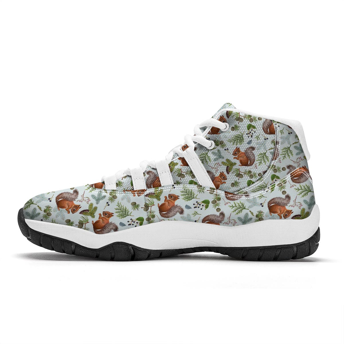 Pine Cone Squirrel White Bball Shoes-grizzshop