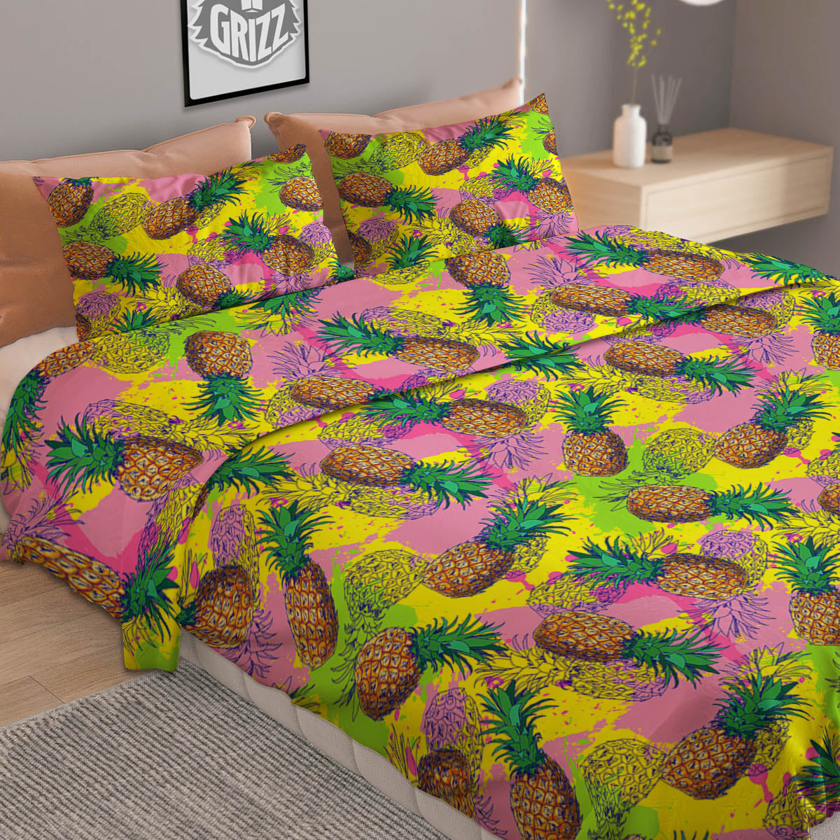 Paisley Blue And Gold Print Pattern Duvet Cover Bedding Set