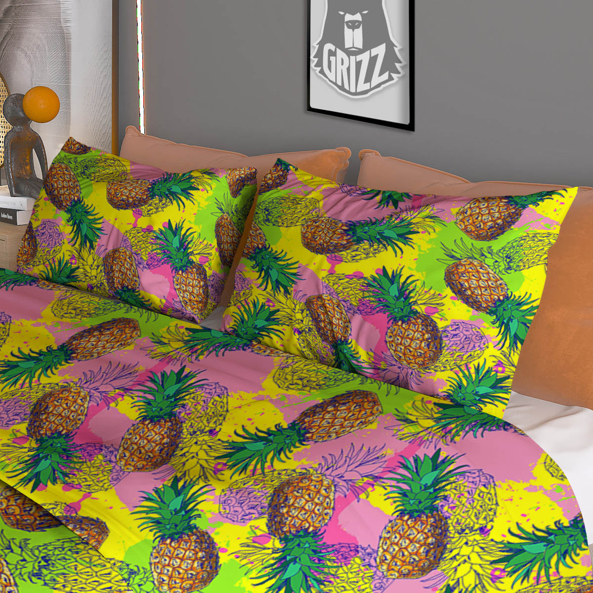 Paisley Blue And Gold Print Pattern Duvet Cover Bedding Set