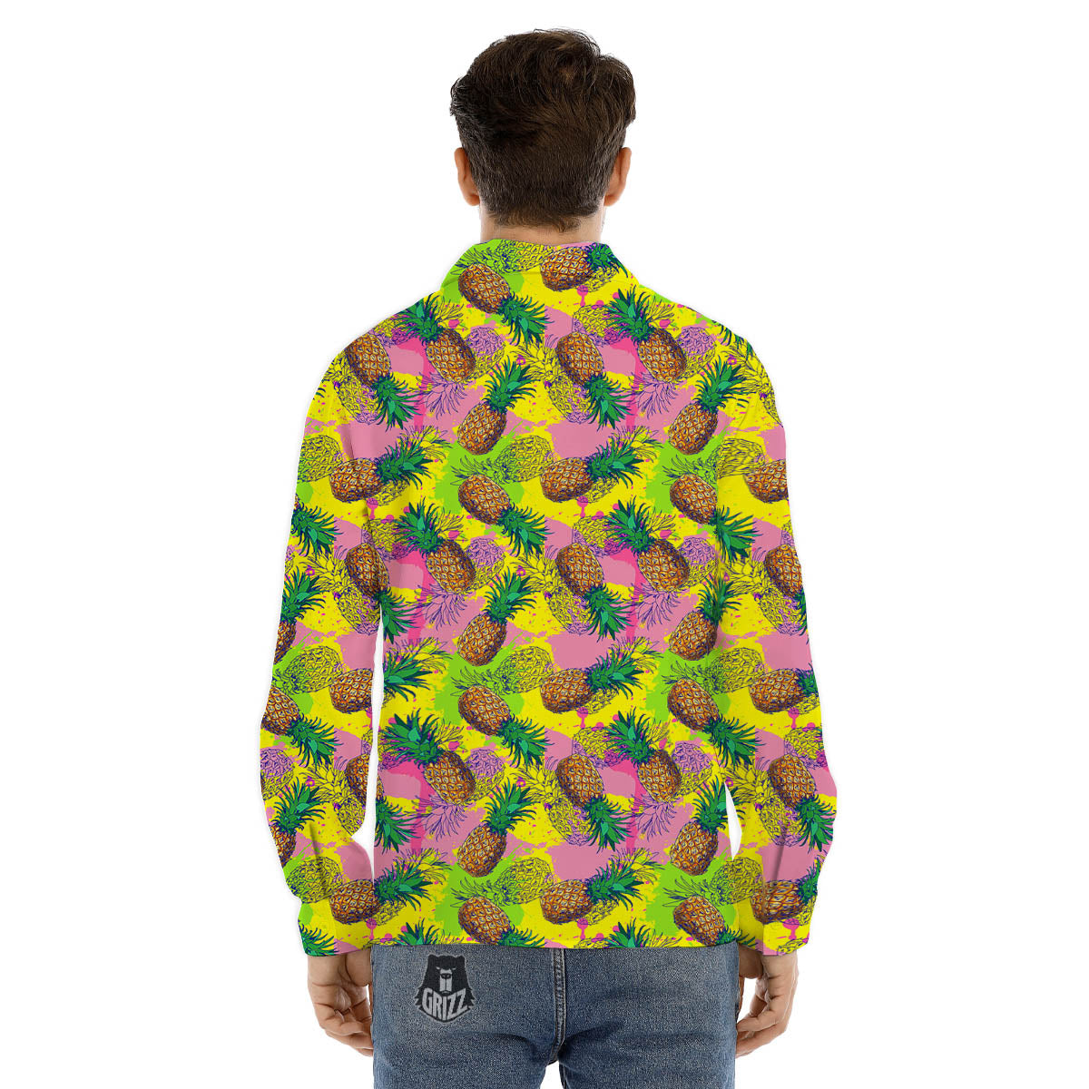 Pineapple Aloha Colorful Print Pattern Men's Dress Shirts-grizzshop