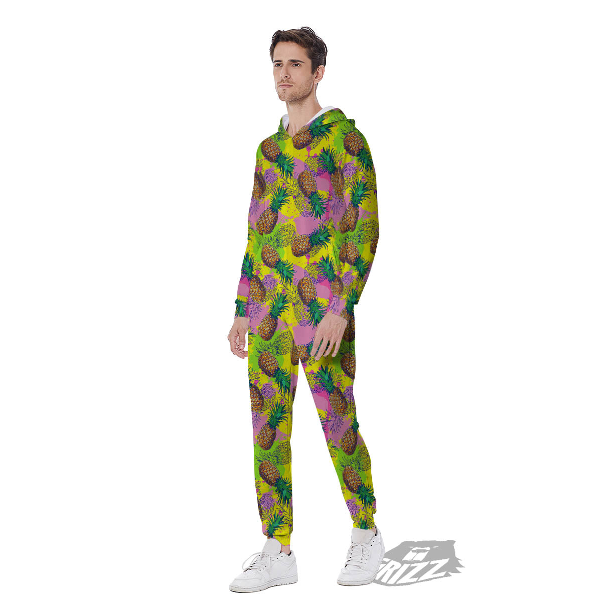 Pineapple Aloha Colorful Print Pattern Men's Jumpsuit-grizzshop