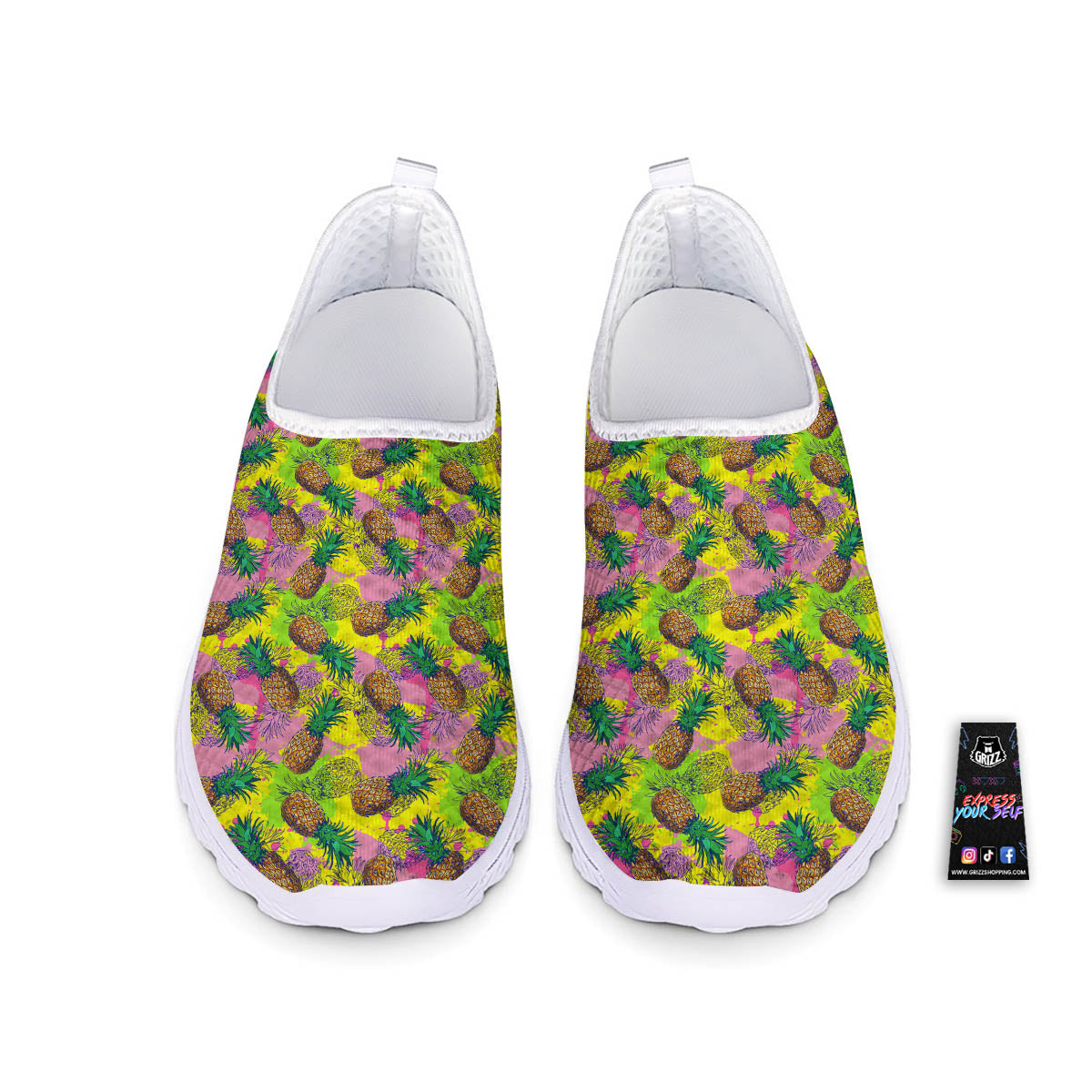 Pineapple Aloha Colorful Print Pattern Nurse Shoes-grizzshop