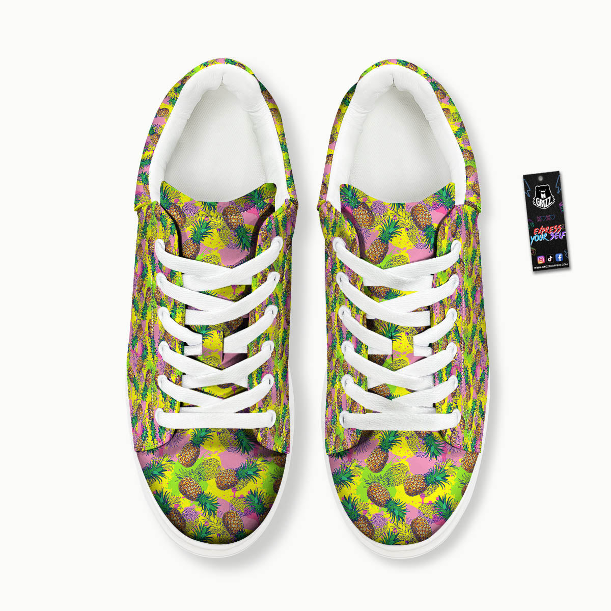 Pineapple Aloha Colorful Print Pattern Platform Shoes-grizzshop