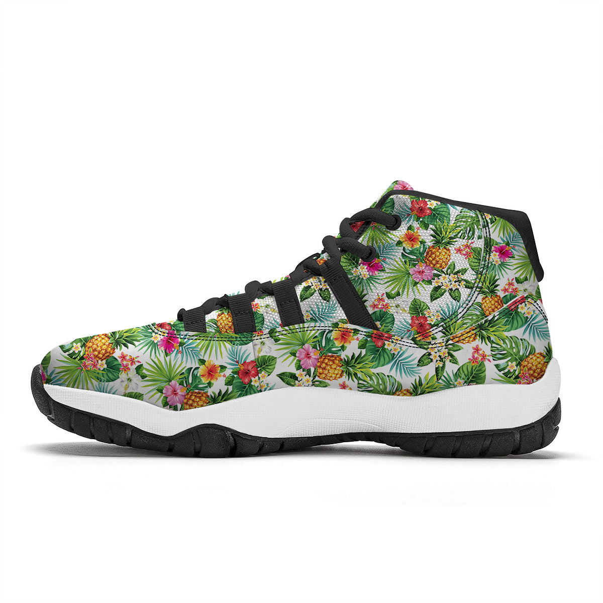 Pineapple Aloha Hawaiian Print Pattern Black Bball Shoes-grizzshop