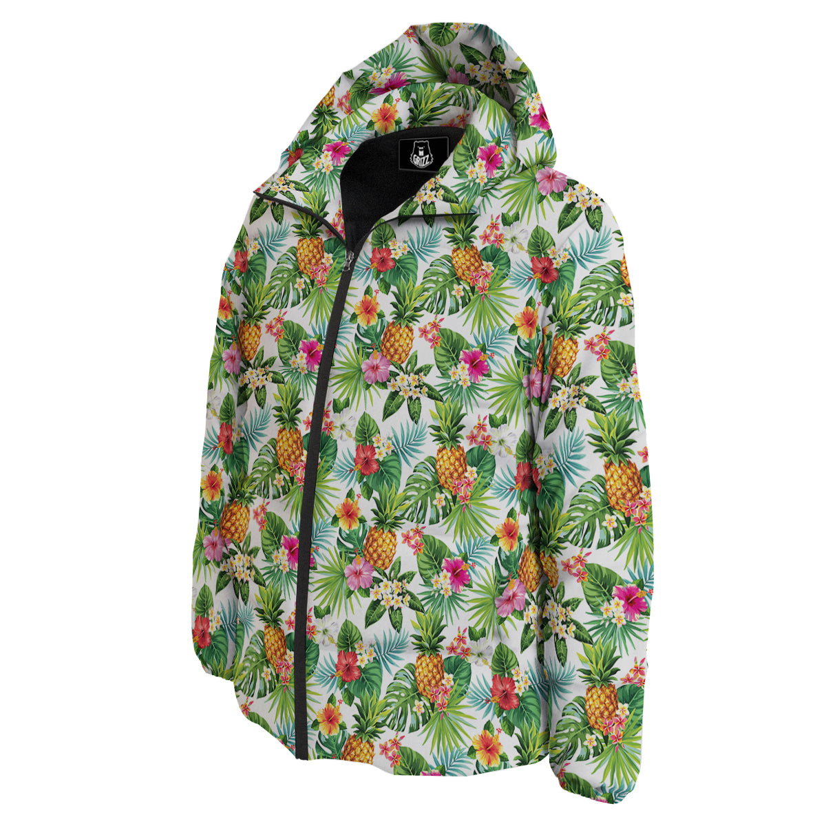 Pineapple Aloha Hawaiian Print Pattern Down Jacket-grizzshop