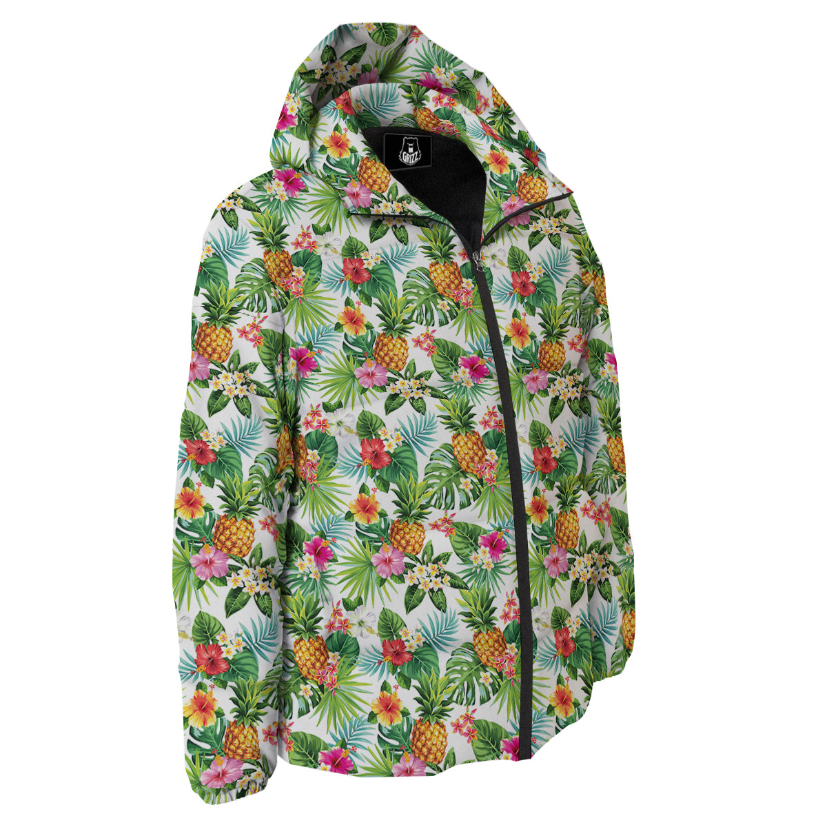 Pineapple Aloha Hawaiian Print Pattern Down Jacket-grizzshop