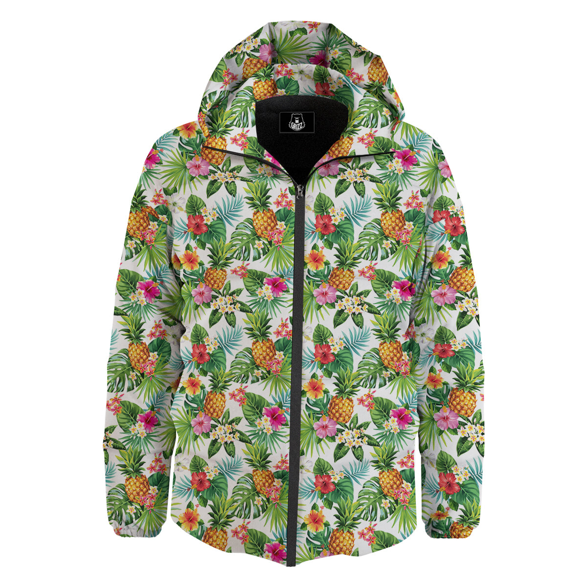 Pineapple Aloha Hawaiian Print Pattern Down Jacket-grizzshop