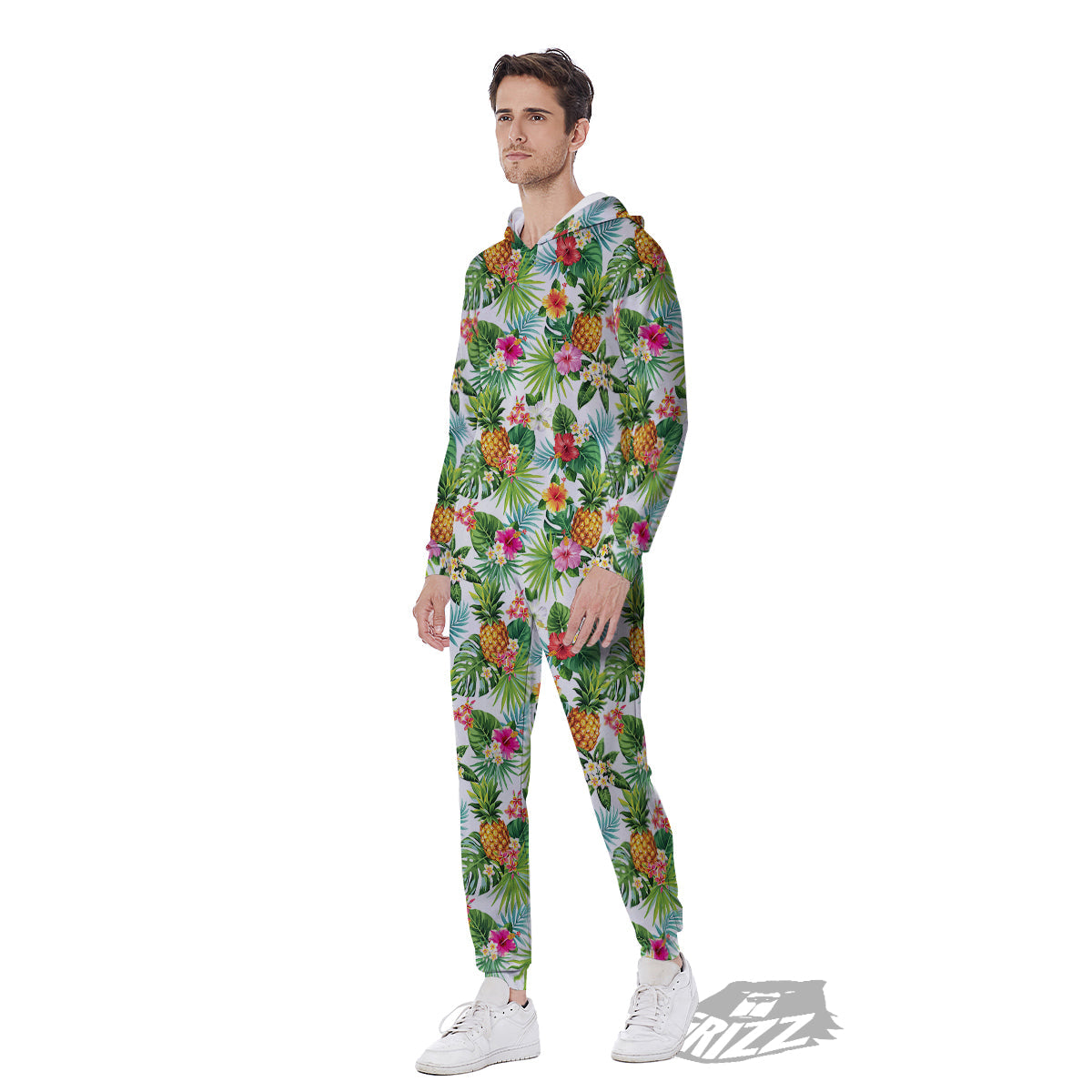 Pineapple Aloha Hawaiian Print Pattern Men's Jumpsuit-grizzshop