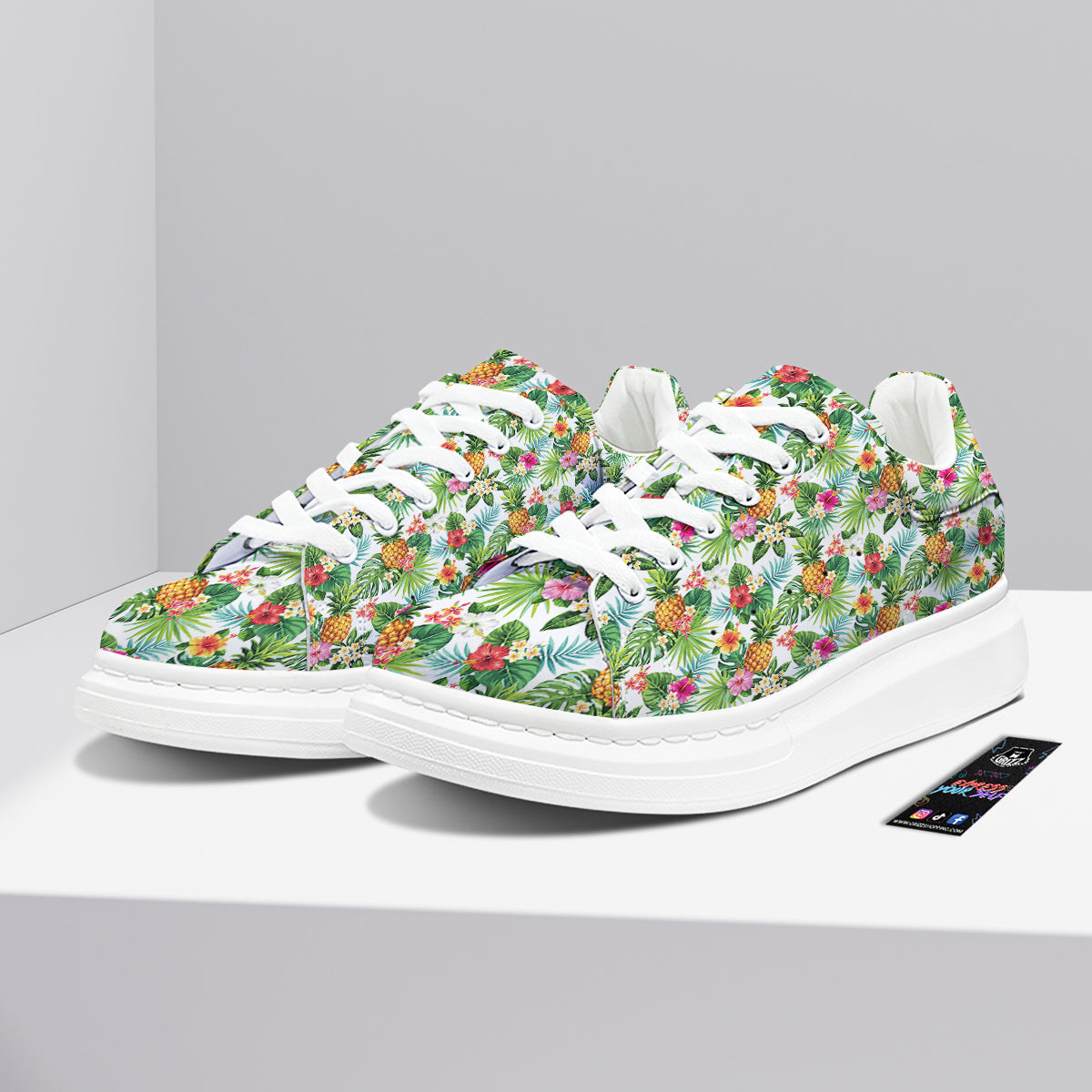 Pineapple Aloha Hawaiian Print Pattern Platform Shoes-grizzshop