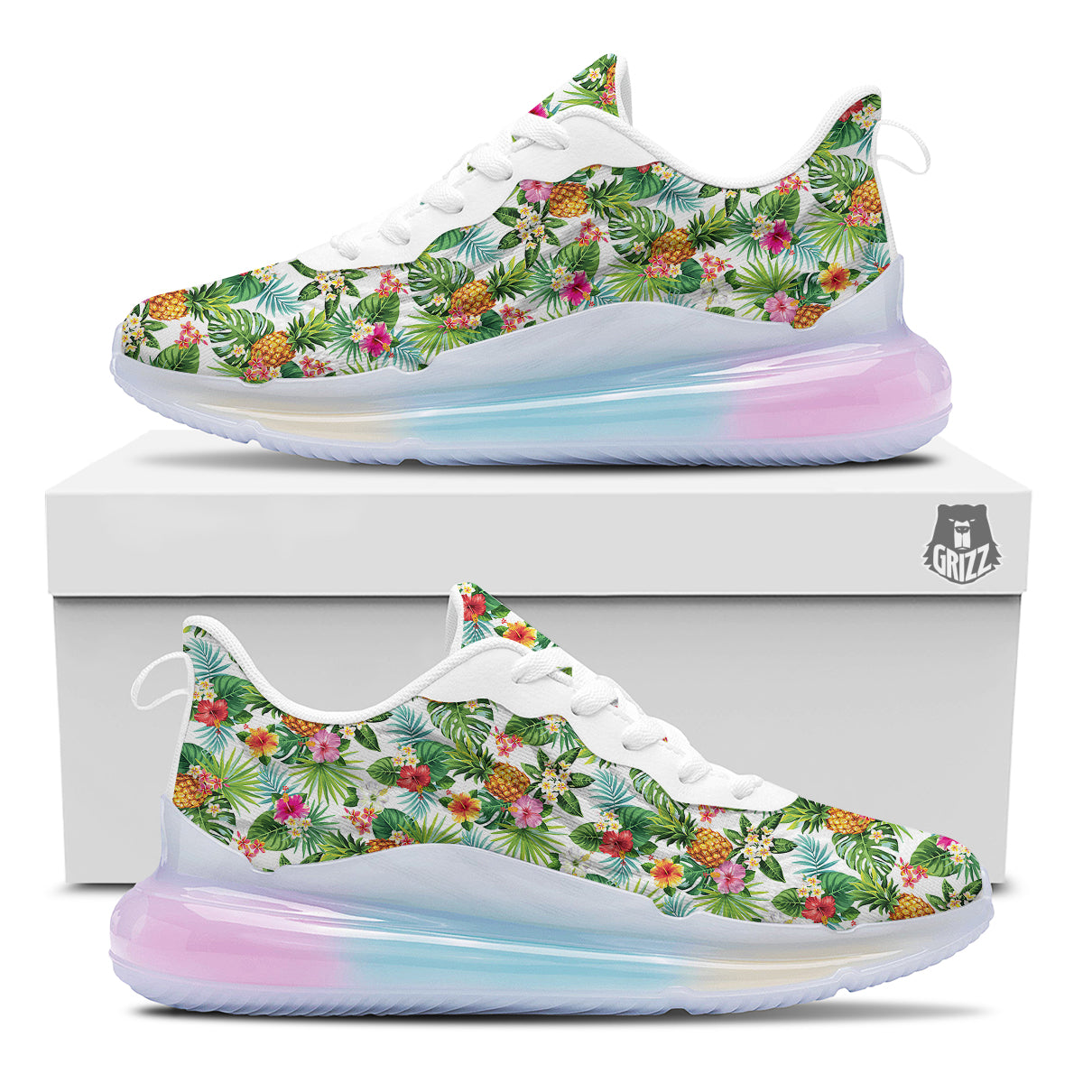 Pineapple Aloha Hawaiian Print Pattern Running Sneakers-grizzshop