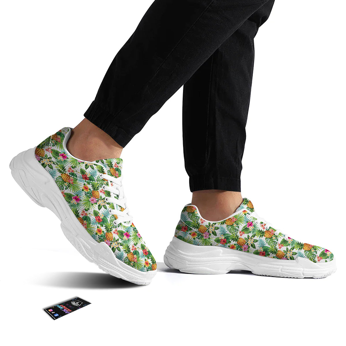 Pineapple Aloha Hawaiian Print Pattern White Chunky Shoes-grizzshop