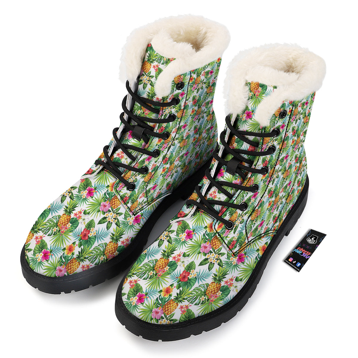 Pineapple Aloha Hawaiian Print Pattern Winter Boots-grizzshop