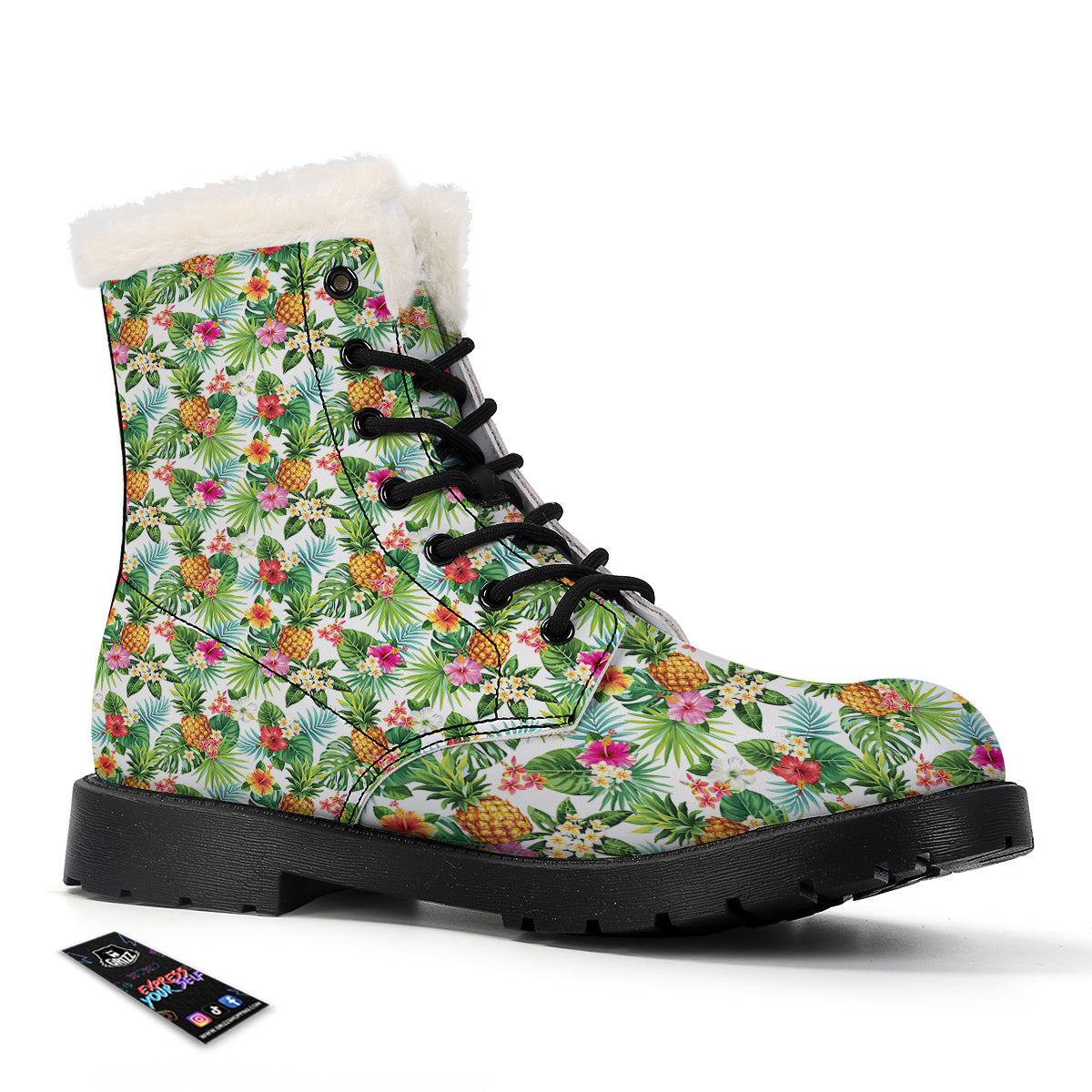 Pineapple Aloha Hawaiian Print Pattern Winter Boots-grizzshop