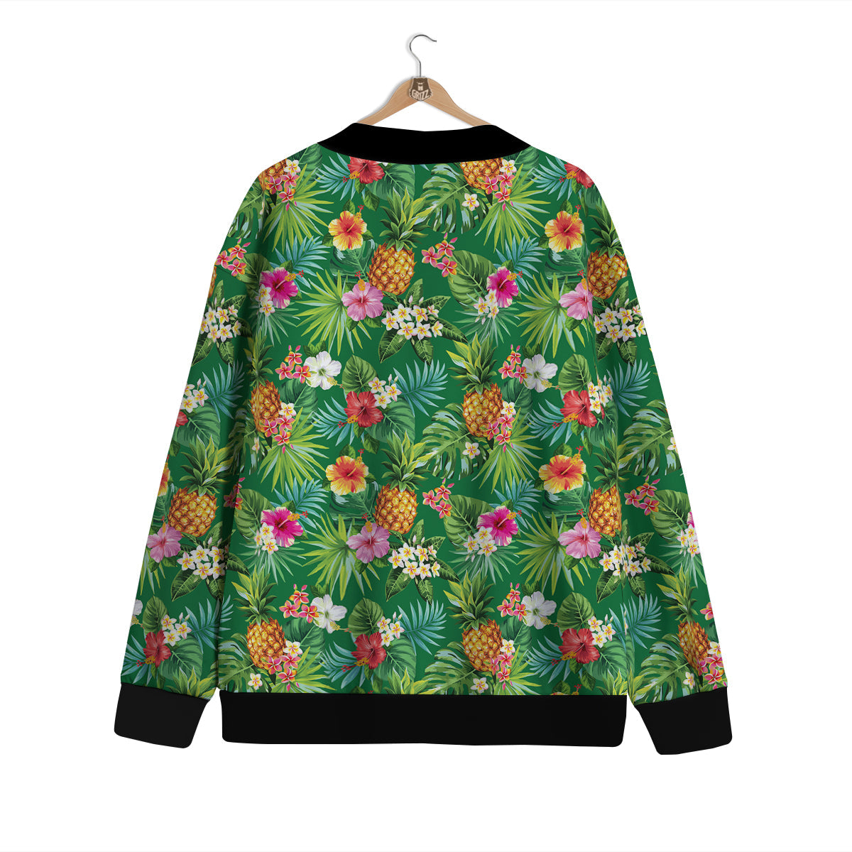 Pineapple Aloha Hibiscus Print Pattern Cardigan-grizzshop