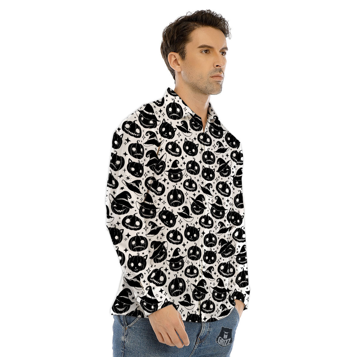 Pineapple Aloha Hibiscus Print Pattern Men's Dress Shirts-grizzshop