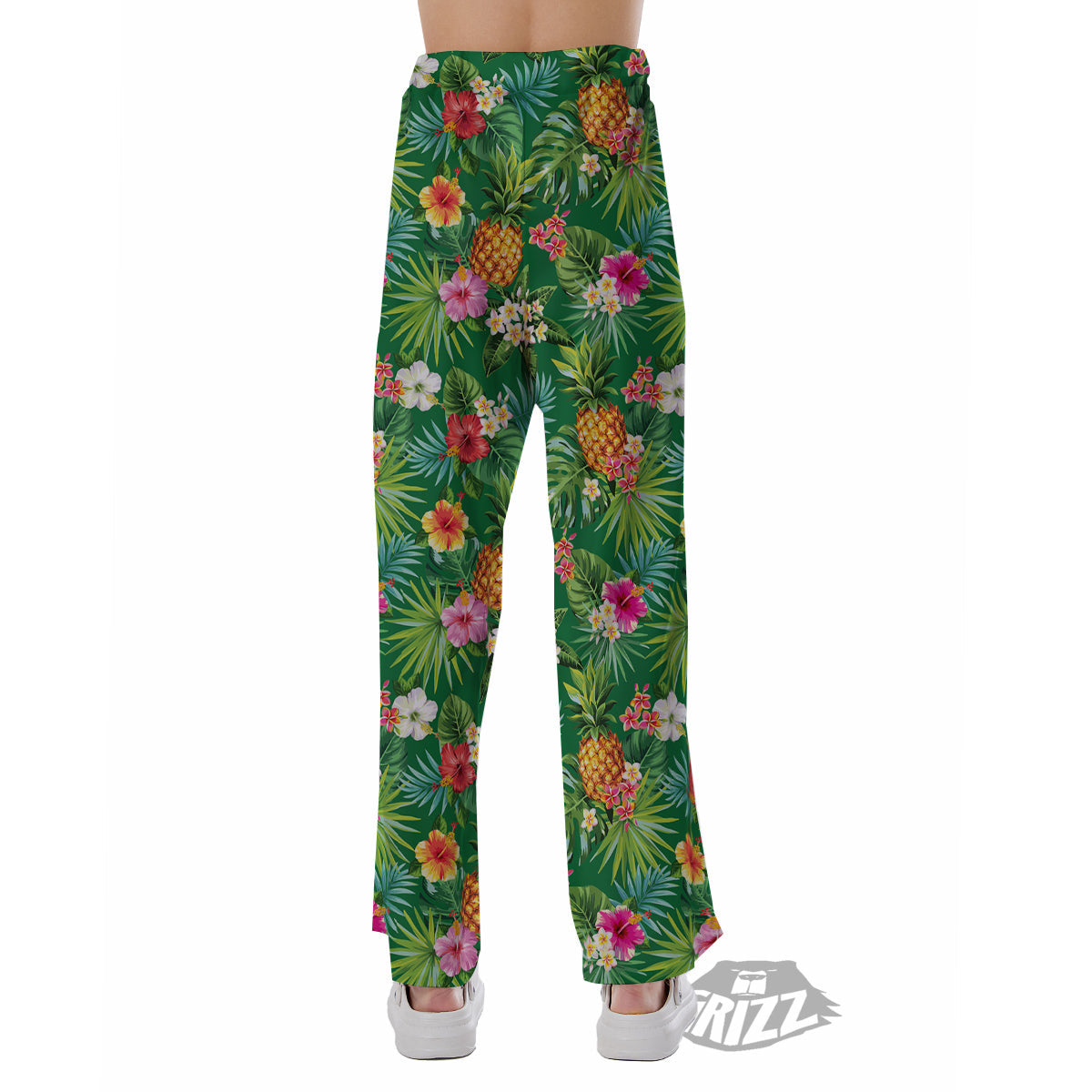 Pineapple Aloha Hibiscus Print Pattern Pajama Pants-grizzshop