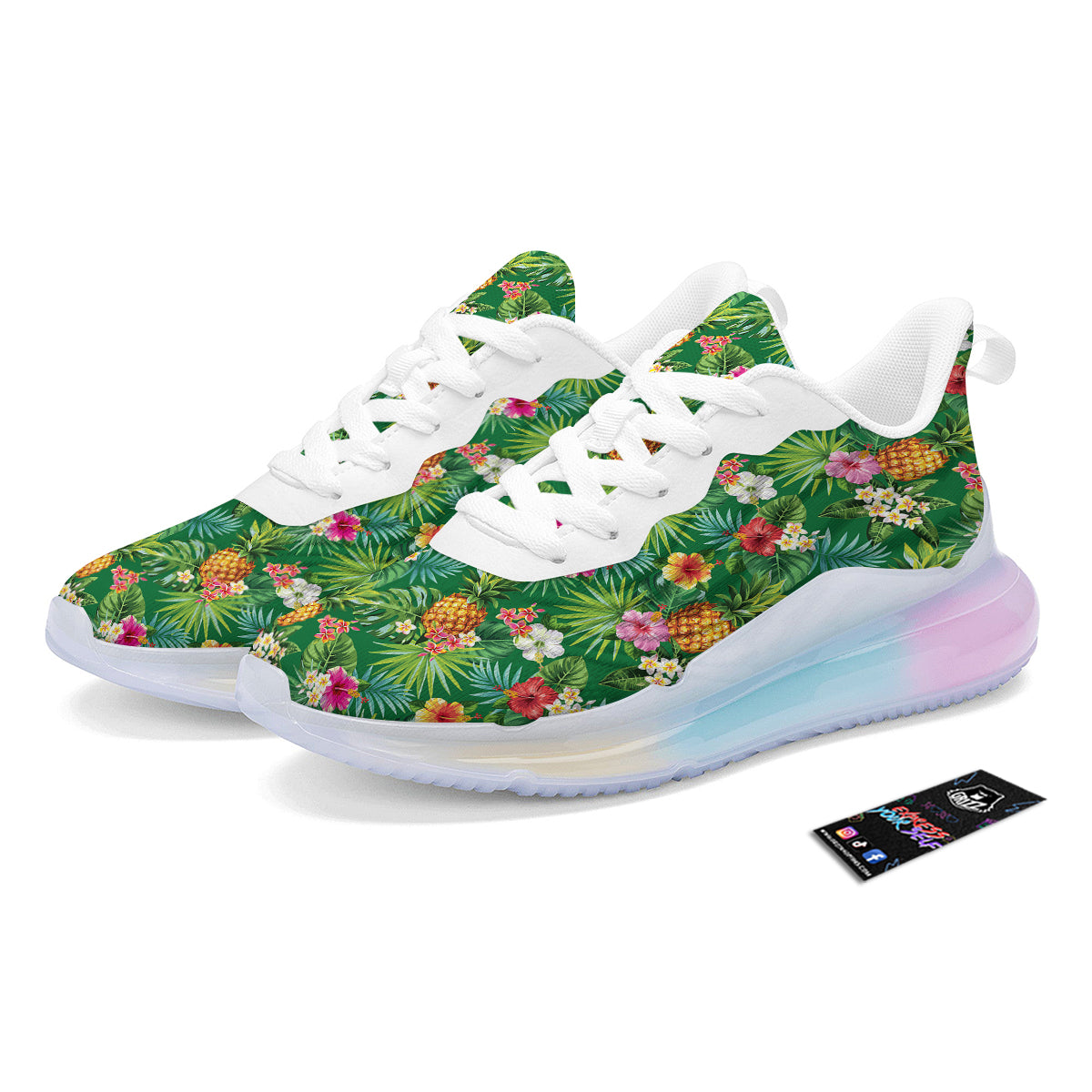 Pineapple Aloha Hibiscus Print Pattern Running Sneakers-grizzshop