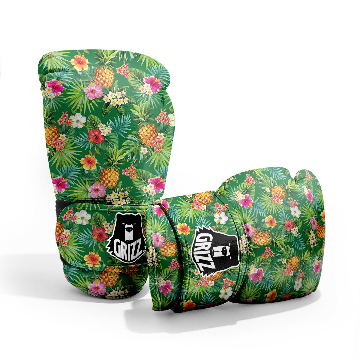 Pineapple Aloha Hibiscus Print Pattern Pro Boxing Glove